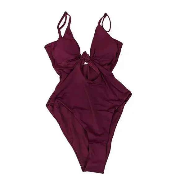 Andie Swim Santorini Plum One Piece Swimsuit XS Cut Out Bathing Suit NWT pink - Picture 2 of 6